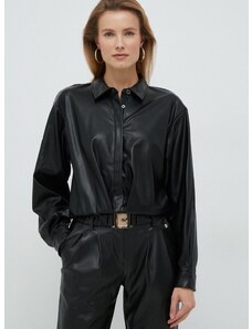 Košeľa Dkny dámska, čierna farba, regular, s klasickým golierom