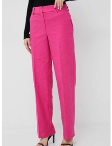 Nohavice Selected Femme dámske, ružová farba, rovné, vysoký pás