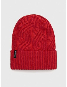 Obojstranná čiapka Burton červená farba, z hrubej pleteniny,