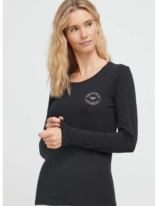 Tričko s dlhým rukávom Emporio Armani Underwear čierna farba