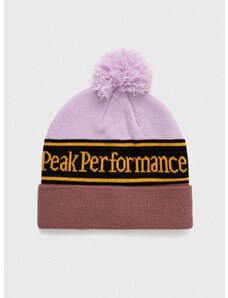 Čiapka Peak Performance fialová farba, z hrubej pleteniny