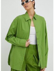 Bavlnená košeľa Gestuz IsolGZ dámska, zelená farba, voľný strih, s klasickým golierom