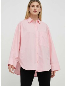 Bavlnená košeľa By Malene Birger dámska, ružová farba, voľný strih, s klasickým golierom