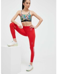 Tréningové legíny adidas Performance Glam dámske, červená farba, s nášivkou