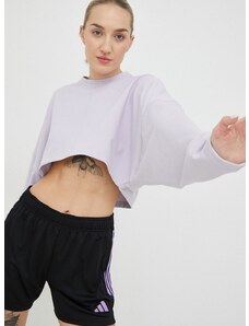 Mikina na jogu adidas Performance Yoga Studio dámska, fialová farba, jednofarebná