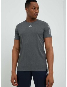 Bežecké tričko adidas Performance Own the Run šedá farba, s potlačou