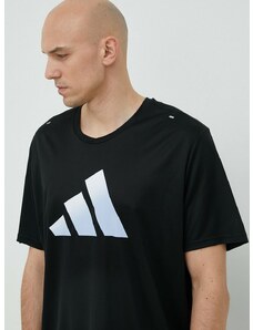 Bežecké tričko adidas Performance Run Icons čierna farba, s potlačou