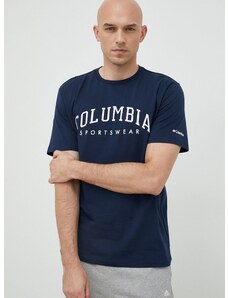 Bavlnené tričko Columbia Rockaway River tmavomodrá farba, vzorované, 2022181