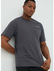 Bavlnené tričko Columbia 2037491-278, šedá farba, jednofarebné