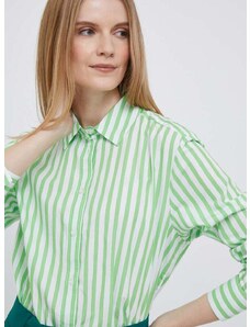 Bavlnená košeľa Tommy Hilfiger dámska, zelená farba, regular, s klasickým golierom