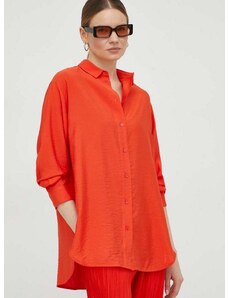 Košeľa Samsoe Samsoe dámska, oranžová farba, voľný strih, s klasickým golierom
