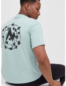 Bavlnené tričko Marmot tyrkysová farba, s potlačou