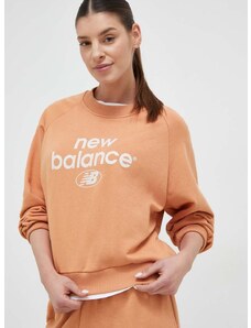 Mikina New Balance WT31508SEI-SEI, dámska, oranžová farba, s potlačou