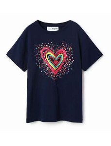 Detské bavlnené tričko Desigual tmavomodrá farba