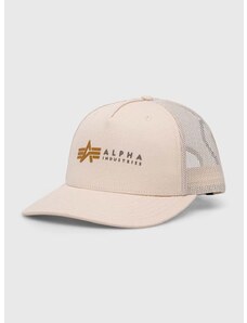 Čiapka Alpha Industries 106901.578-StreamWhit, béžová farba, s potlačou