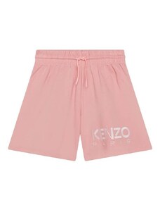 Detské bavlnené šortky Kenzo Kids ružová farba, s nášivkou, nastaviteľný pás