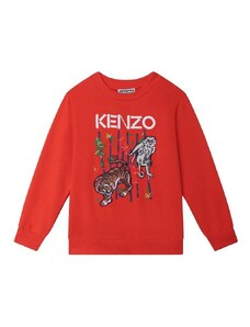 Detská bavlnená mikina Kenzo Kids červená farba, s potlačou