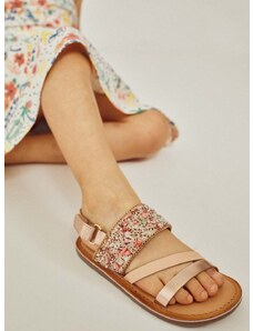 Detské kožené sandále zippy ružová farba