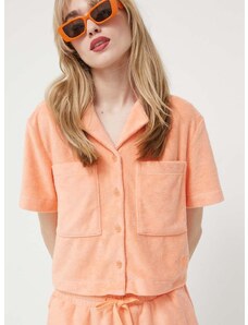 Košeľa UGG dámska, oranžová farba, regular, s klasickým golierom