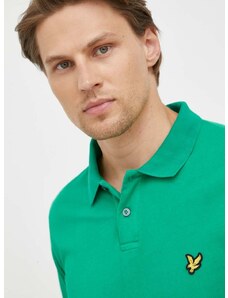 Bavlnené polo tričko Lyle & Scott zelená farba, jednofarebné