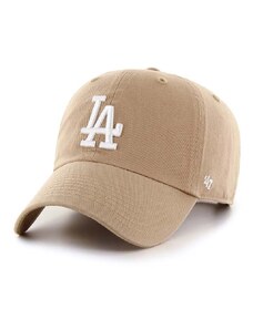 Bavlnená šiltovka 47brand MLB Los Angeles Dodgers béžová farba, s nášivkou, B-NLRGW12GWS-KHA