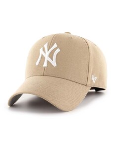 Šiltovka s prímesou vlny 47brand MLB New York Yankees béžová farba, s nášivkou, B-MVP17WBV-KHB