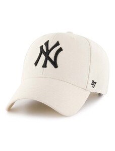 Šiltovka s prímesou vlny 47brand MLB New York Yankees béžová farba, s nášivkou, B-MVPSP17WBP-NT