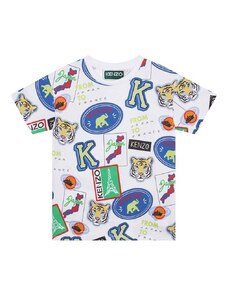Detské bavlnené tričko Kenzo Kids biela farba, vzorovaný