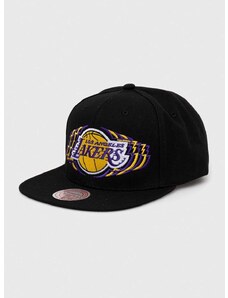 Šiltovka Mitchell&Ness Los Angeles Lakers čierna farba, s nášivkou
