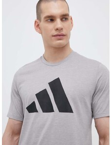 Tréningové tričko adidas Performance Train Essentials Feelready Logo šedá farba, s potlačou, IB8276