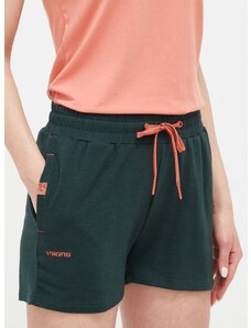 Športové krátke nohavice Viking Hazen dámske, zelená farba, jednofarebné, vysoký pás, 800/25/7878