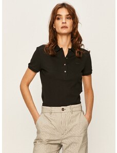 Tričko Lacoste PF5462-001, dámske, čierna farba, s golierom