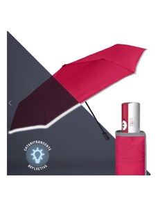 PERLETTI Technology Plnoautomatický skladací dáždnik s reflexným pásom / červený, 21754