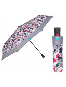 PERLETTI Dámsky skladací automatický dáždnik Floreale / šedý lem, 26308
