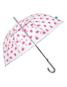 PERLETTI Dámsky automatický dáždnik Stampa Transparent / ružová, 26334