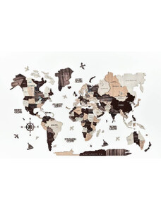 B2B Drevená mapa sveta na stenu, 3D