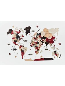 B2B Drevená mapa sveta na stenu, 3D