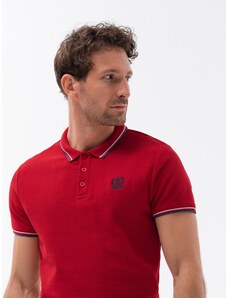 Ombre Clothing Pánska polokošeľa s kontrastným lemovaním - červená V3 S1635