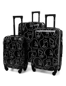 Rogal Čierna sada 3 škrupinových cestovných kufrov "Mystery" - veľ. M, L, XL