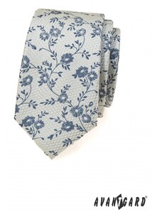 Šedá kravata s modrým kvetinovým vzorom Avantgard 571-81405