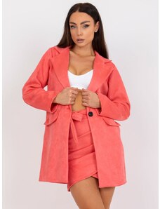 Basic Ružové dámske kabátové sako z ekologického semišu Irmina