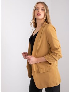 ITALY MODA Zlaté dámske sako s podšívkou a trojštvrťovým rukávom