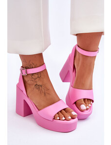 Basic Ružové módne klasické sandále na vysokom podpätku