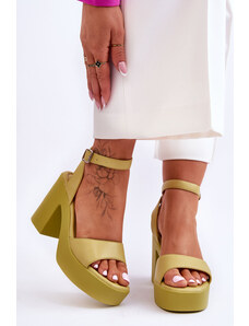 Basic Limetkové módne klasické sandále na vysokom podpätku