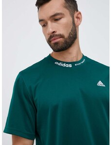 Bavlnené tričko adidas zelená farba, s nášivkou