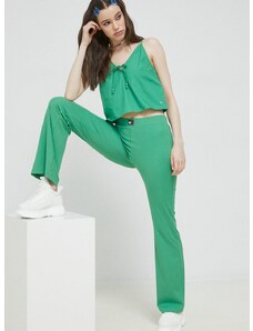 Bavlnená blúzka Tommy Jeans dámska, zelená farba, jednofarebná
