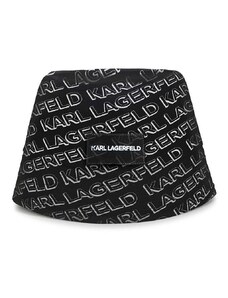 Detský bavlnený klobúk Karl Lagerfeld čierna farba, bavlnený