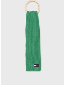 Detský šál Tommy Hilfiger zelená farba, jednofarebný