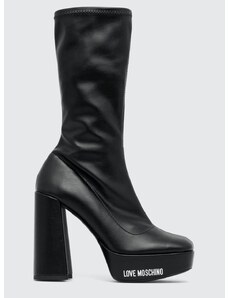 Členkové topánky Love Moschino dámske, čierna farba, na podpätku, JA2607CG1HIEZ000 JA2607CG1HIEZ000