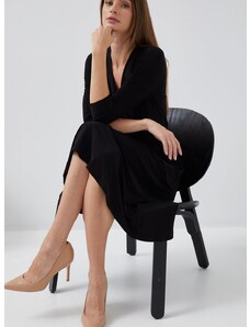 Šaty Lauren Ralph Lauren čierna farba,midi,rovný strih,250769904004